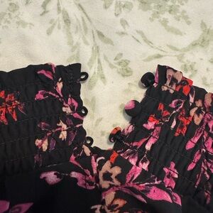Nanette Lepore Black Top with Pink Floral Design